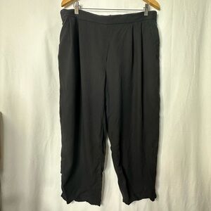 Eileen Fisher Wide Leg Cropped Loose Fit Pants Size Large Black